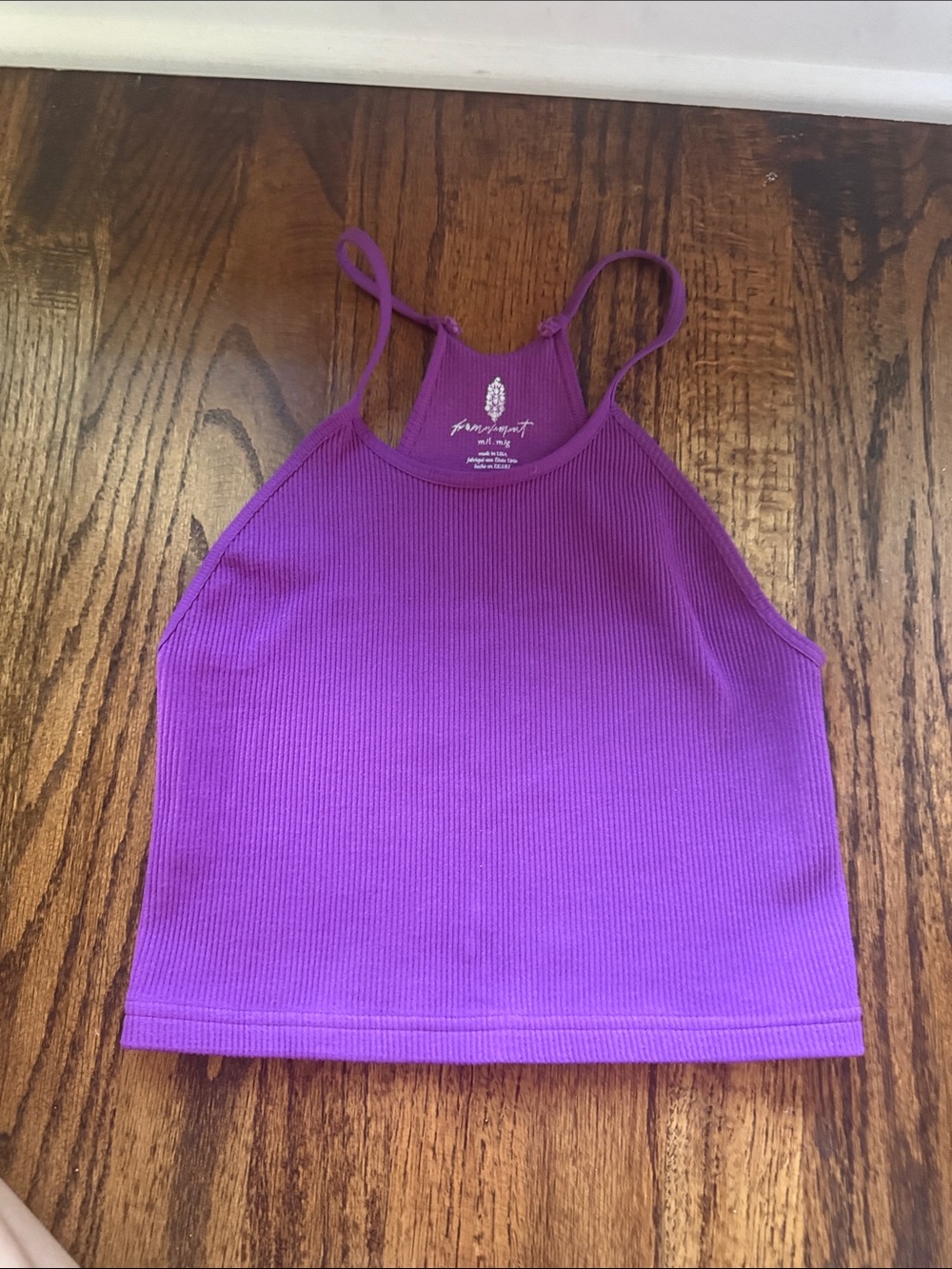 Purple Ribbed Cropped Free People Tank Top